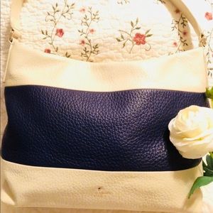 kate spade hobo bag cream and navy blue
